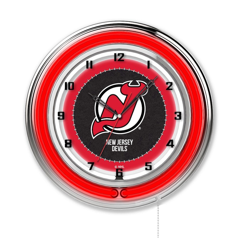 New Jersey Devils 19" Neon Clock. Picture 1