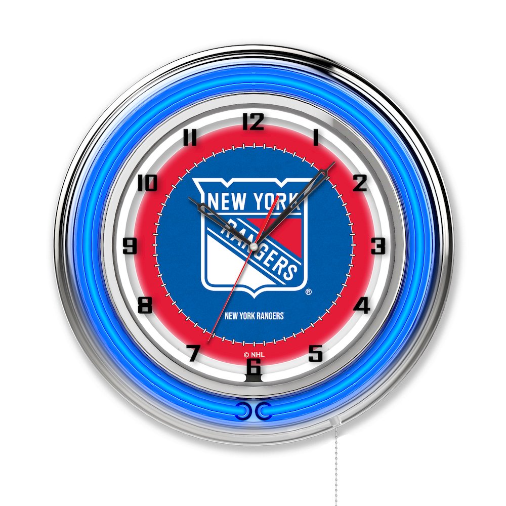 New York Rangers 19" Neon Clock. Picture 1