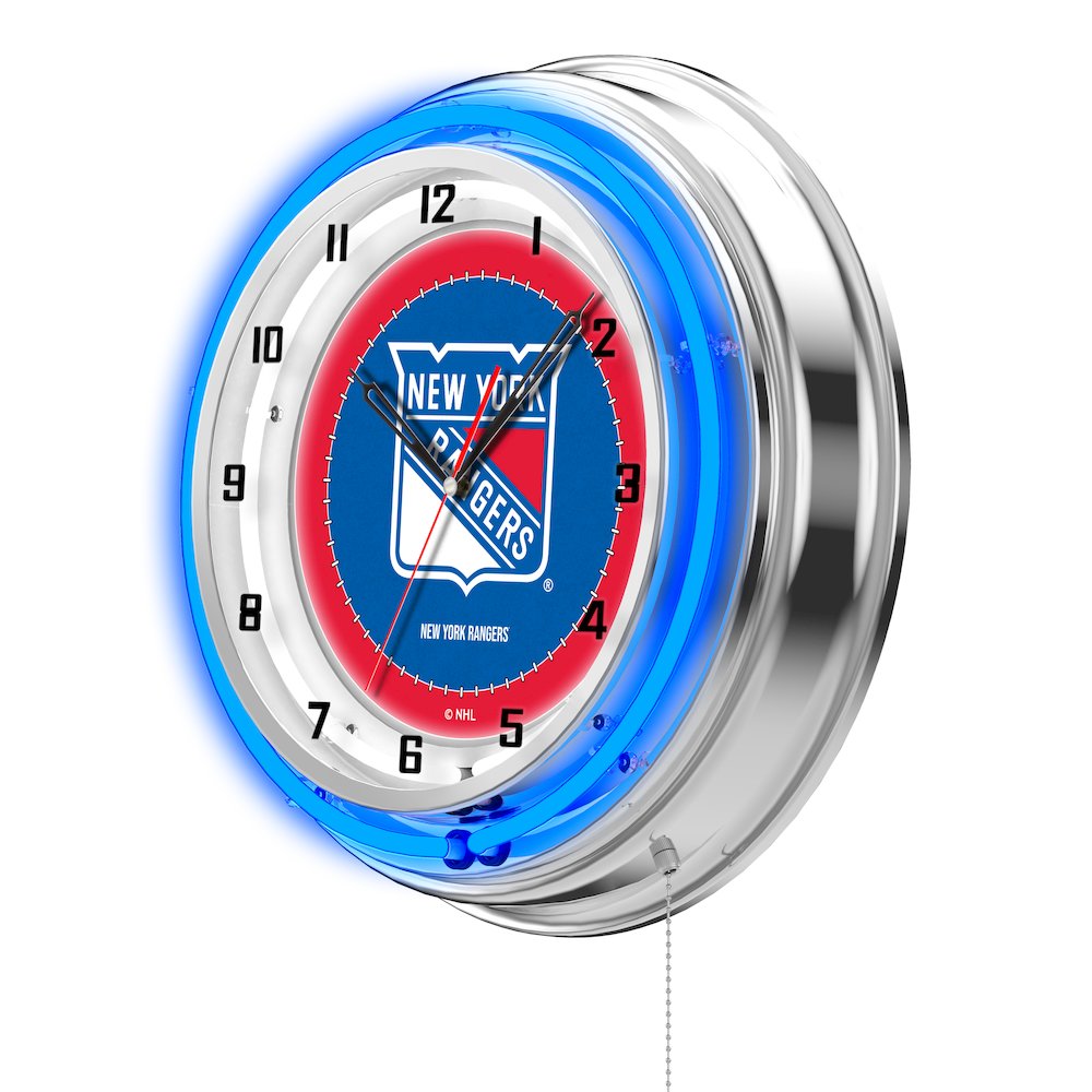 New York Rangers 19" Neon Clock. Picture 2