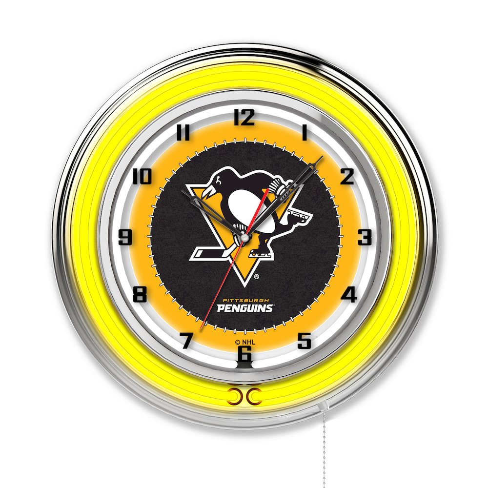 Pittsburgh Penguins 19" Neon Clock. Picture 1