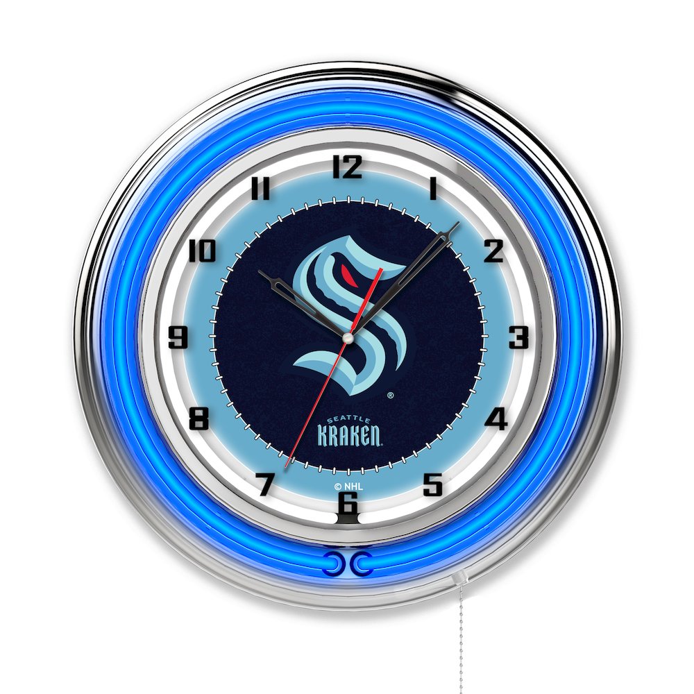 Seattle Kraken 19" Neon Clock Clk19SeaKrk. Picture 1