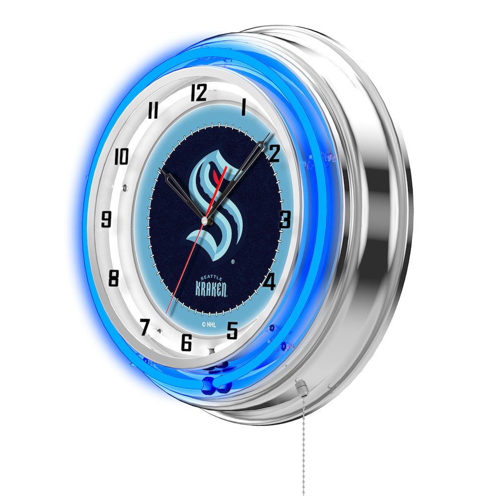 Seattle Kraken 19" Neon Clock Clk19SeaKrk. Picture 2