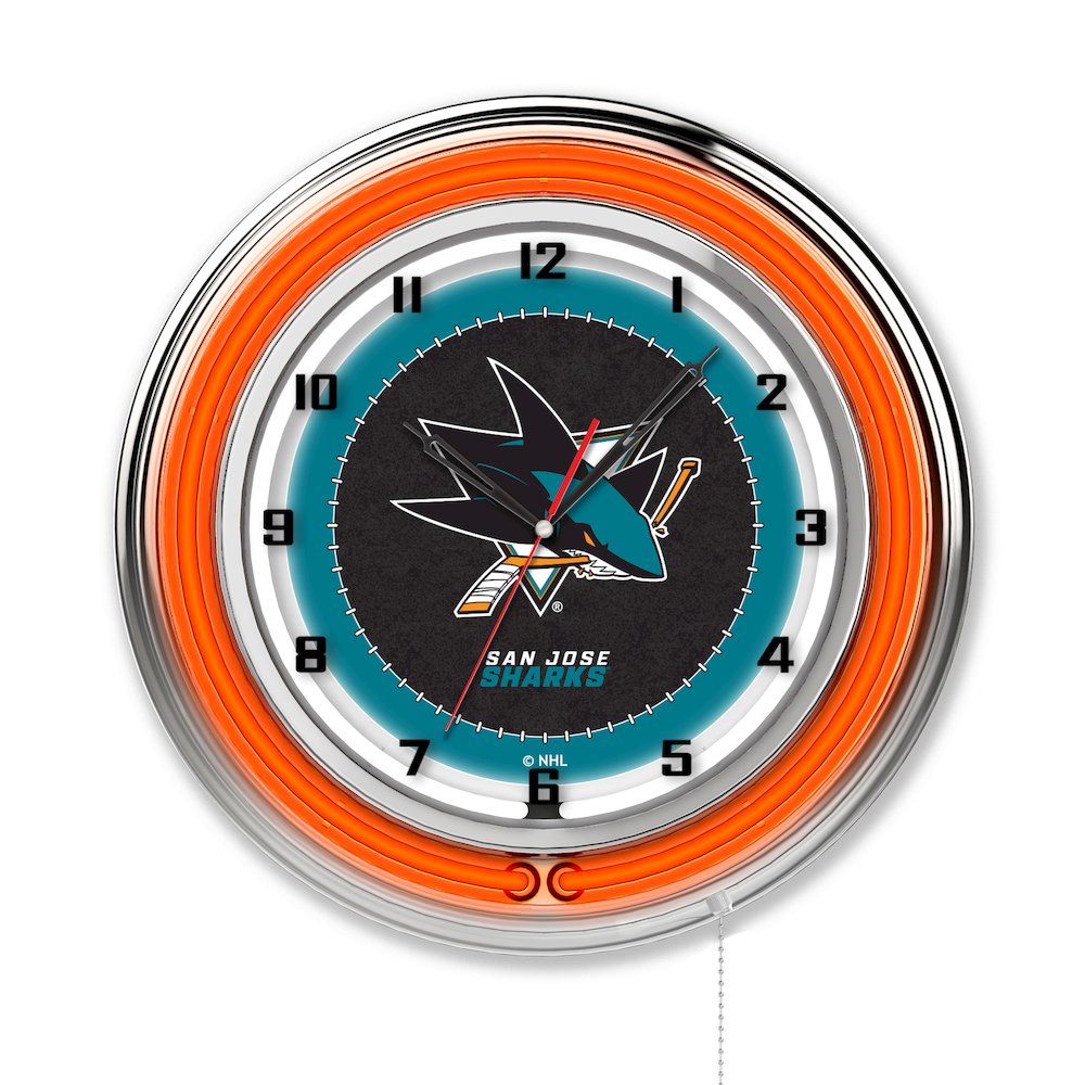 San Jose Sharks 19" Neon Clock. Picture 1