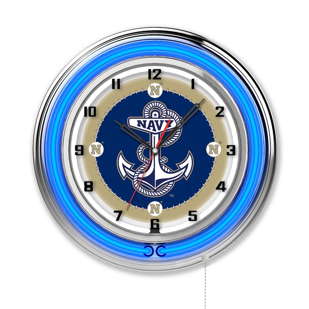 US Naval Academy (NAVY) 19" Neon Clock. Picture 1