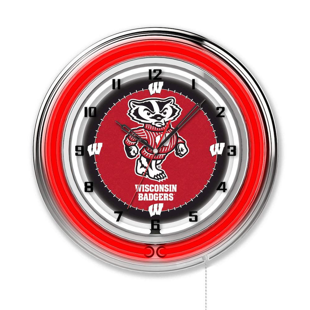 Wisconsin "Badger" 19" Neon Clock. Picture 1
