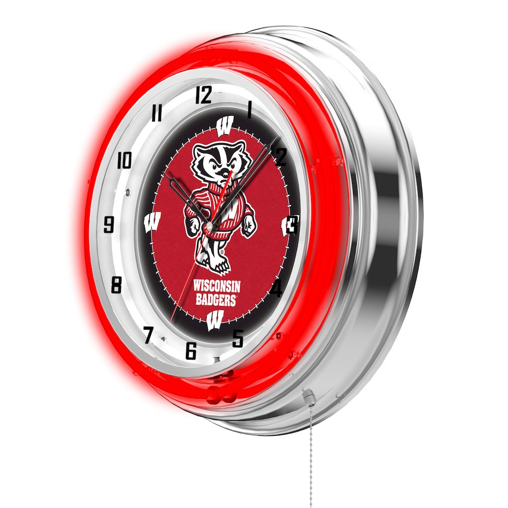 Wisconsin "Badger" 19" Neon Clock. Picture 2