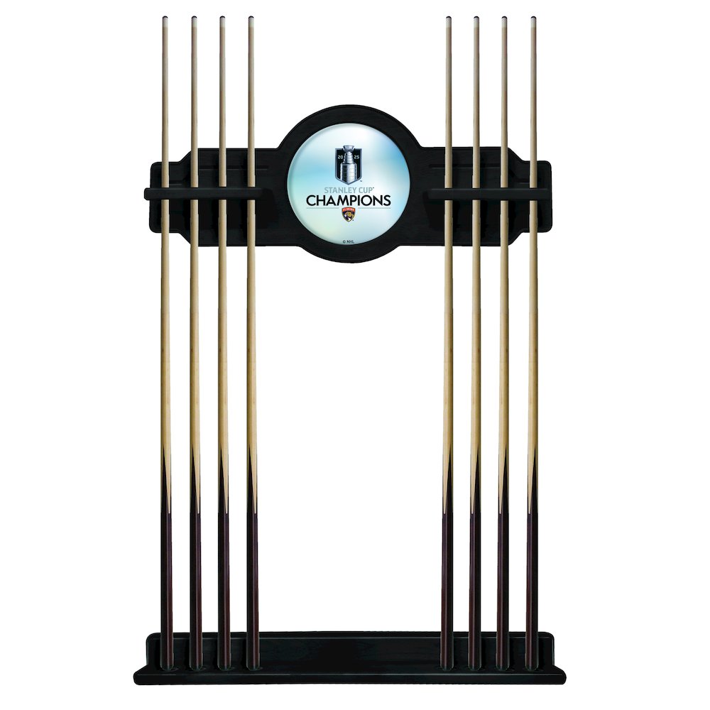 Florida Panthers - 2025 Stanley Cup Solid Wood Rack with a Black Finish. Picture 1