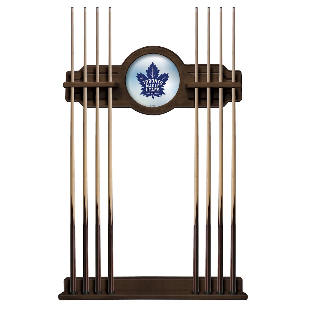 Toronto Maple Leafs Cue Rack in Chardonnay Finish. Picture 1