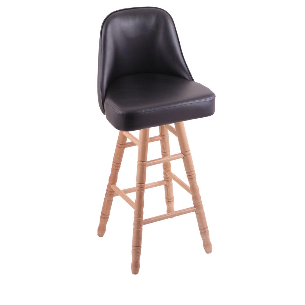 Grizzly 25" Swivel Counter Stool with Turned Oak Legs, Natural Finish. Picture 1