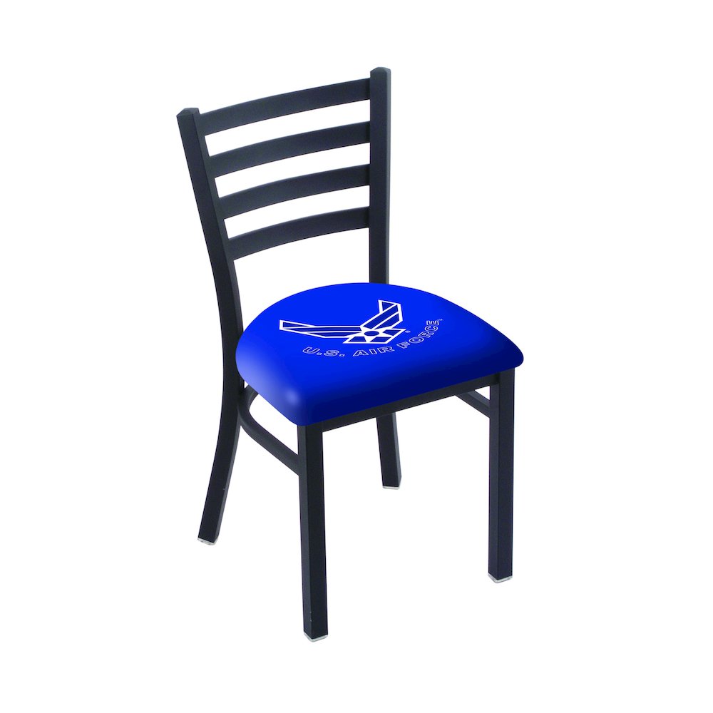 L00418 Black Wrinkle U.S. Air Force Stationary Chair with Ladder Style Back by Holland Bar Stool Co.. Picture 1