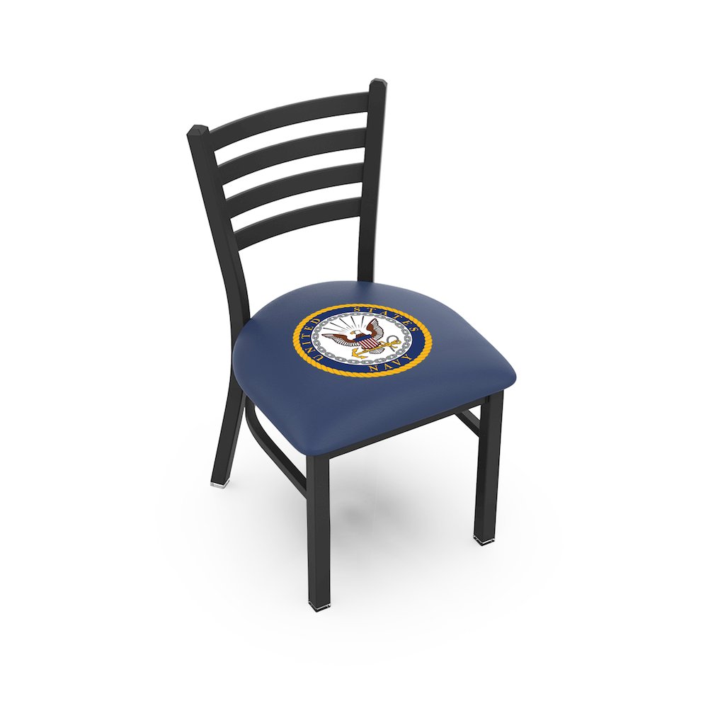 L00418 Black Wrinkle U.S. Navy Stationary Chair with Ladder Style Back by Holland Bar Stool Co.. Picture 1