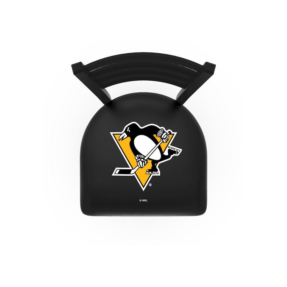 L004 - 25" Black Wrinkle Pittsburgh Penguins Stationary Counter Stool with Ladder Style Back by Holland Bar Stool Co.. Picture 2