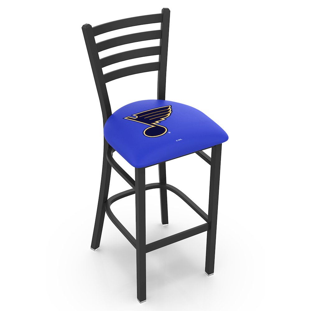 L004 - 25" Black Wrinkle St Louis Blues Stationary Counter Stool with Ladder Style Back by Holland Bar Stool Co.. Picture 1