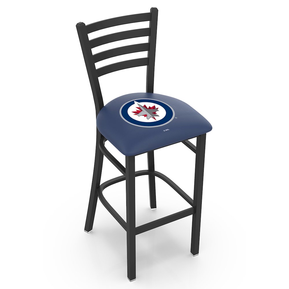 L004 - 25" Black Wrinkle Winnipeg Jets Stationary Counter Stool with Ladder Style Back by Holland Bar Stool Co.. Picture 1