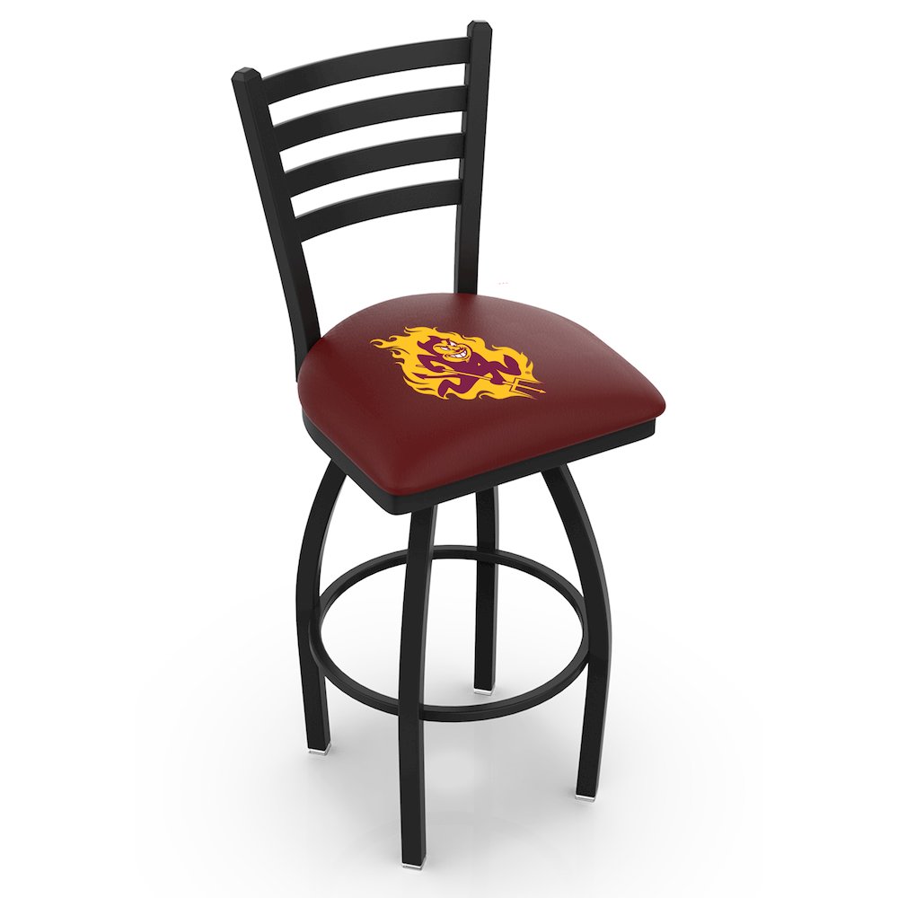 L014 - 36" Black Wrinkle Arizona State Swivel Bar Stool with Ladder Style Back and Sparky Logo by Holland Bar Stool Co.. Picture 1