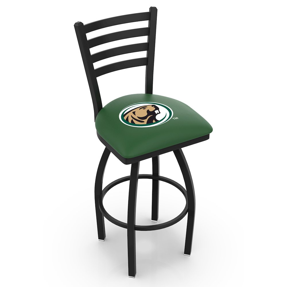 L014 - 36" Black Wrinkle Bemidji State Swivel Bar Stool with Ladder Style Back by Holland Bar Stool Co.. Picture 1