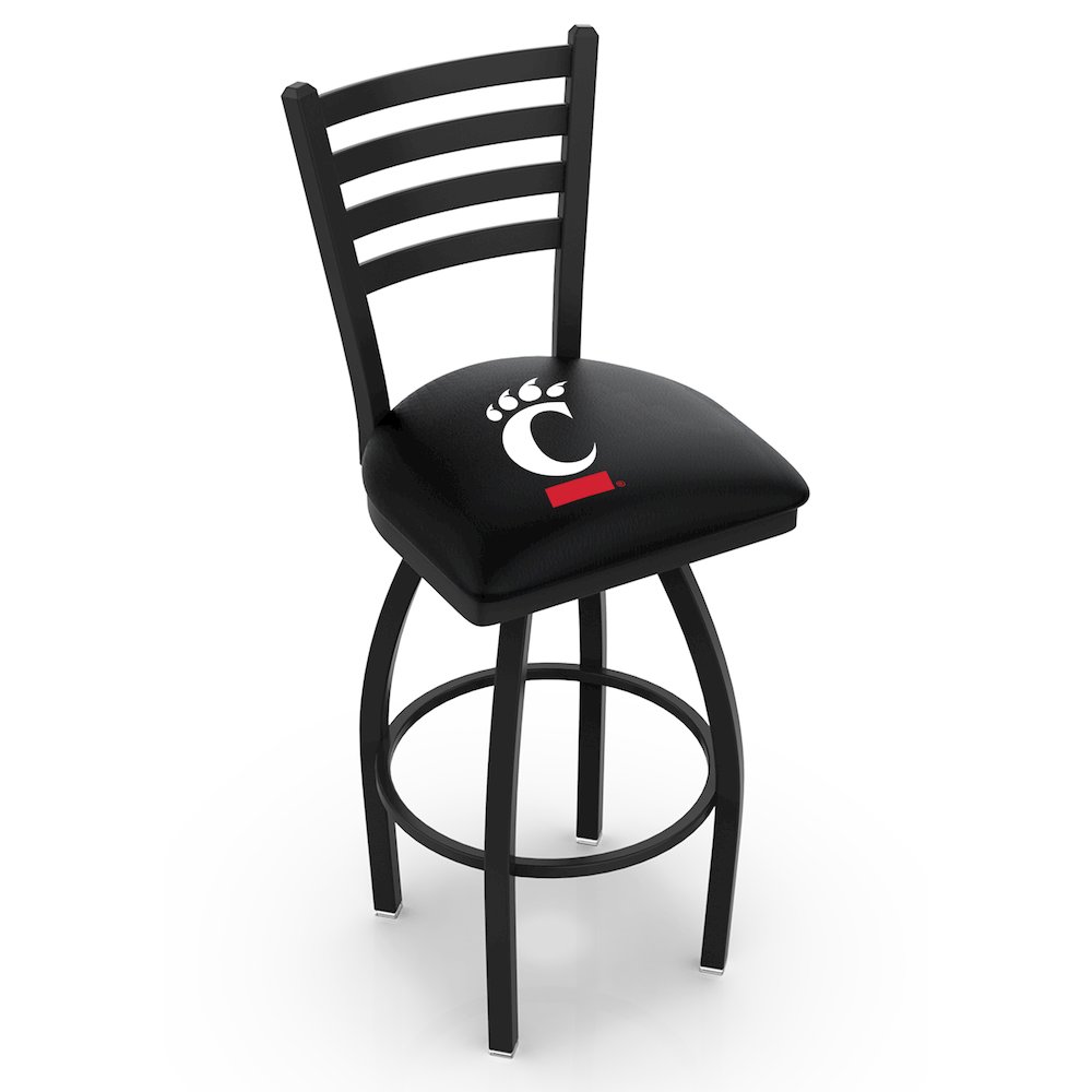 L014 - 36" Black Wrinkle Cincinnati Swivel Bar Stool with Ladder Style Back by Holland Bar Stool Co.. Picture 1