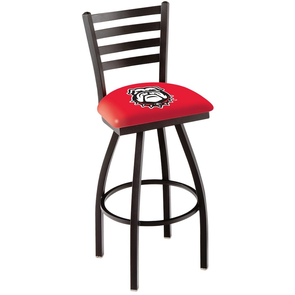 L014 - 36" Black Wrinkle Georgia "Bulldog" Swivel Bar Stool with Ladder Style Back by Holland Bar Stool Co.. Picture 1
