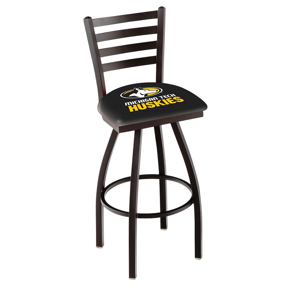 L014 - 36" Black Wrinkle Michigan Tech Swivel Bar Stool with Ladder Style Back by Holland Bar Stool Co.. Picture 1