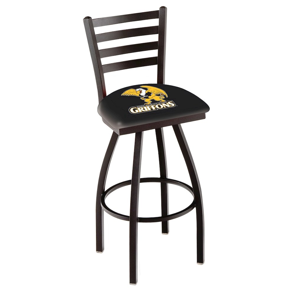 L014 - 36" Black Wrinkle Missouri Western State Swivel Bar Stool with Ladder Style Back by Holland Bar Stool Co.. Picture 1