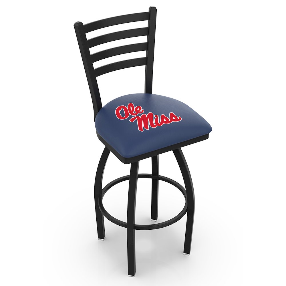 L014 - 36" Black Wrinkle Ole' Miss Swivel Bar Stool with Ladder Style Back by Holland Bar Stool Co.. Picture 1