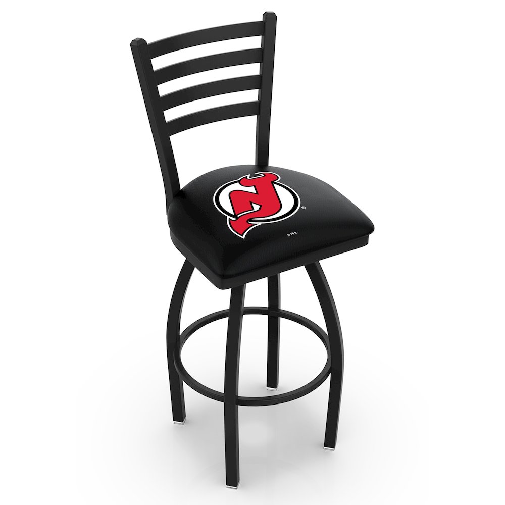 L014 - 36" Black Wrinkle New Jersey Devils Swivel Bar Stool with Ladder Style Back by Holland Bar Stool Co.. Picture 1