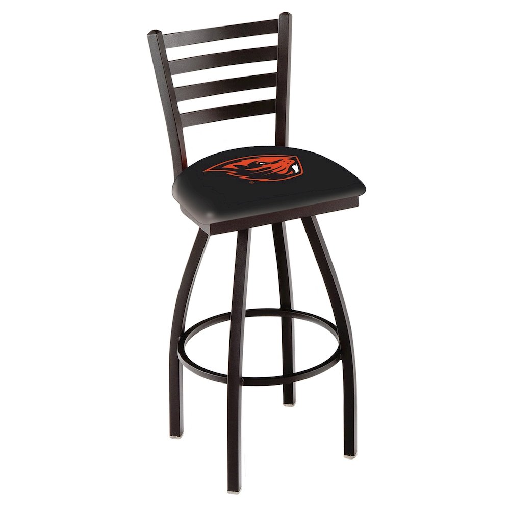 L014 - 36" Black Wrinkle Oregon State Swivel Bar Stool with Ladder Style Back by Holland Bar Stool Co.. Picture 1