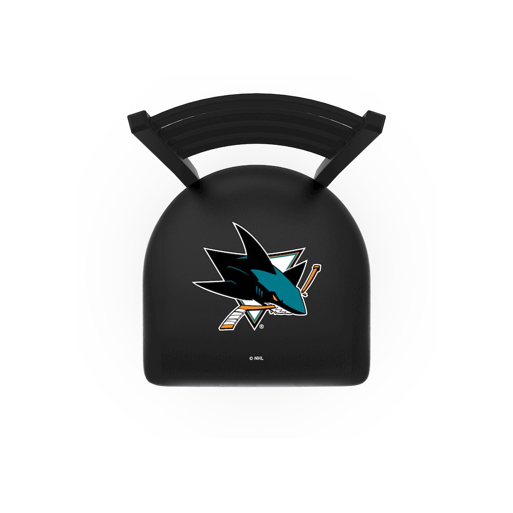L014 - 36" Black Wrinkle San Jose Sharks Swivel Bar Stool with Ladder Style Back by Holland Bar Stool Co.. Picture 2