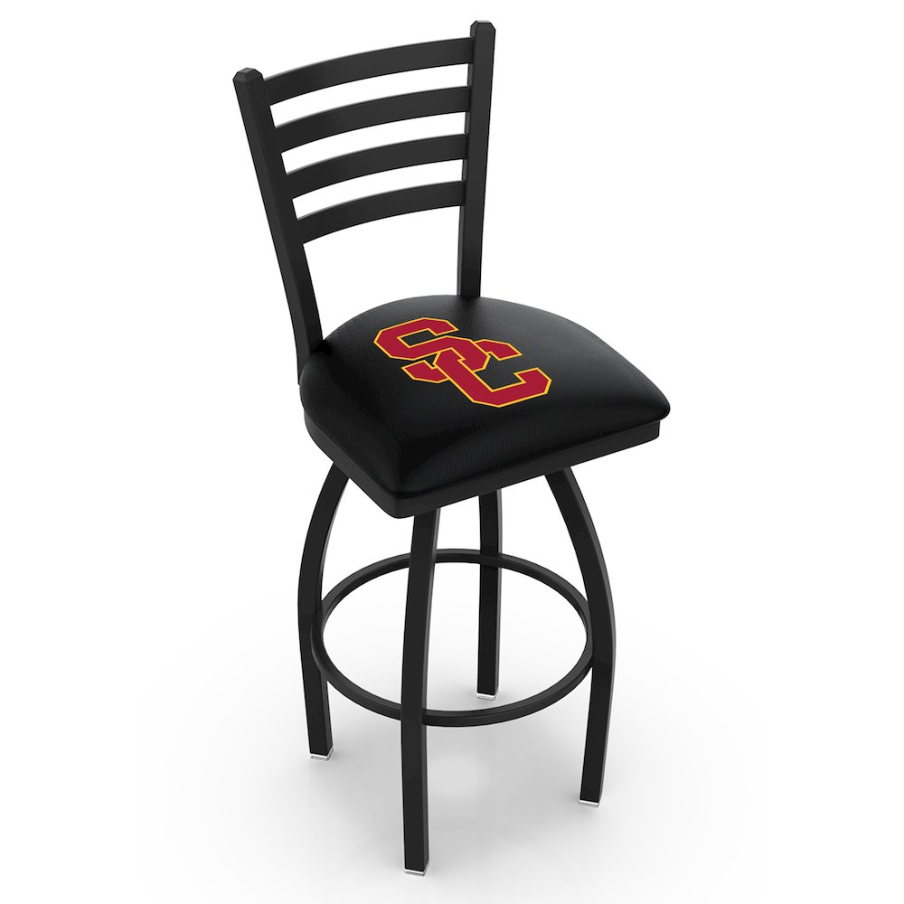 L014 - 36" Black Wrinkle USC Trojans Swivel Bar Stool with Ladder Style Back by Holland Bar Stool Co.. Picture 1