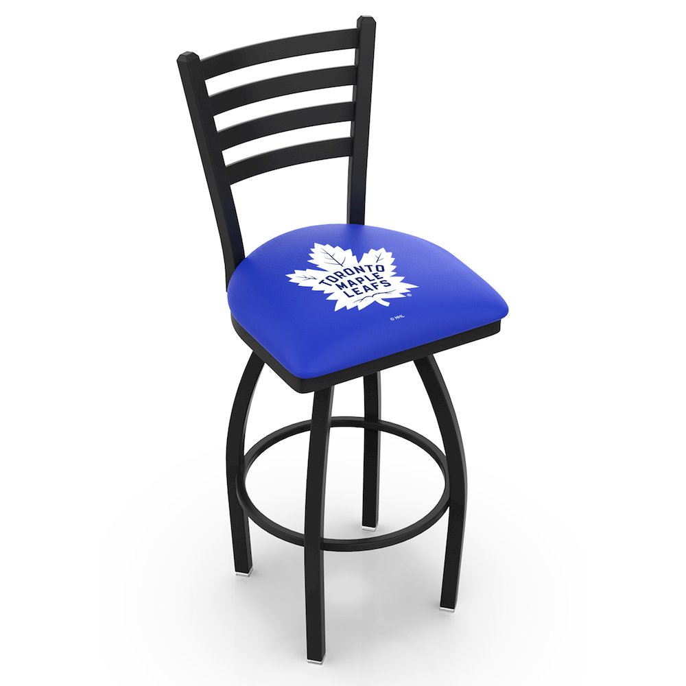 L014 - 36" Black Wrinkle Toronto Maple Leafs Swivel Bar Stool with Ladder Style Back by Holland Bar Stool Co.. Picture 1