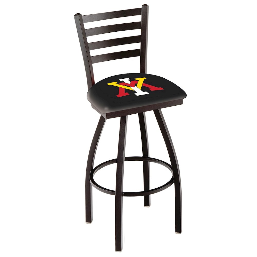 L014 - 36" Black Wrinkle Virginia Military Institute Swivel Bar Stool with Ladder Style Back by Holland Bar Stool Co.. Picture 1