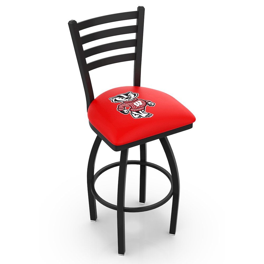 L014 - 36" Black Wrinkle Wisconsin "Badger" Swivel Bar Stool with Ladder Style Back by Holland Bar Stool Co.. Picture 1