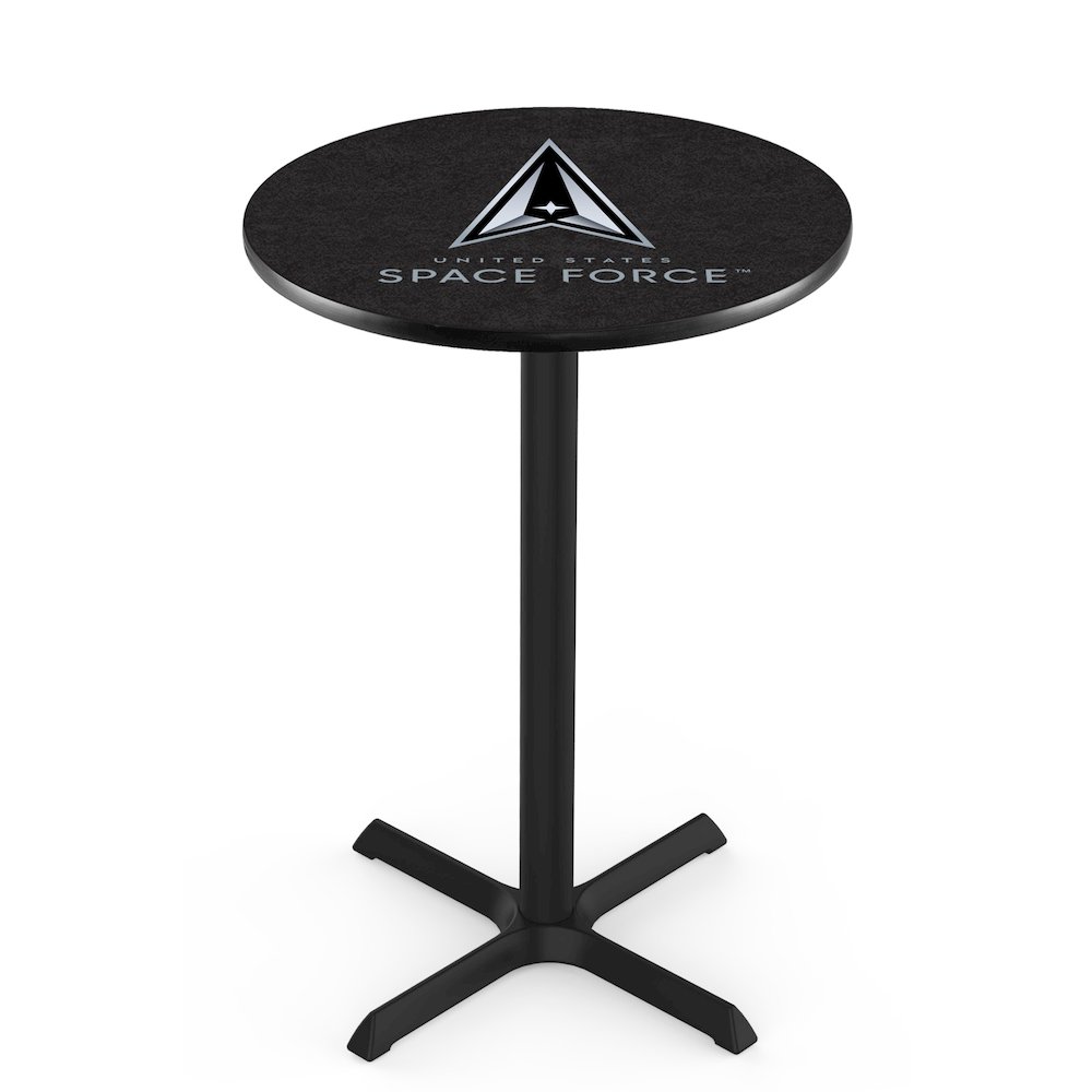 United States Space Force 36" Tall - 30" Top Pub Table with Black Wrinkle Finish. Picture 1