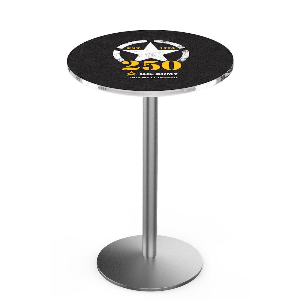 36" Tall - 30" Top Pub Table with Stainless Finish. Picture 1