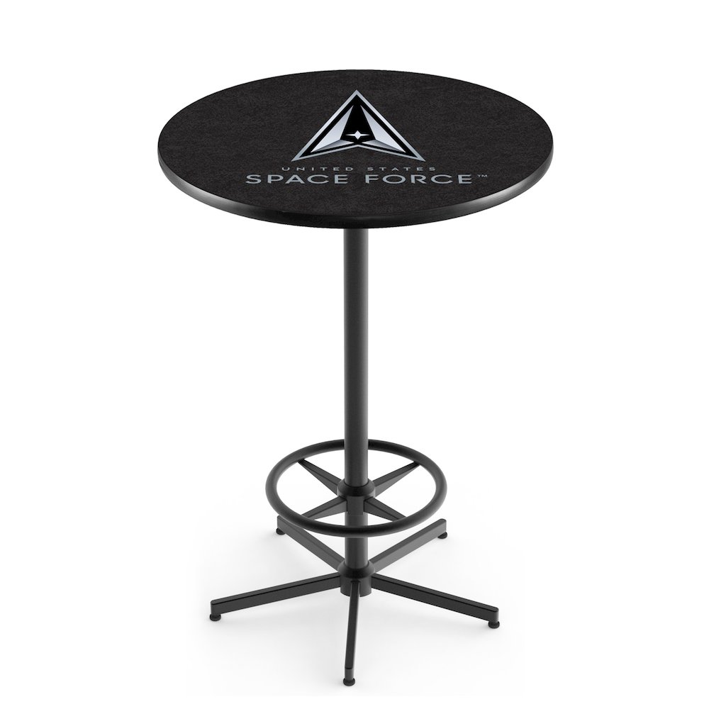 United States Space Force 42" Tall - 30" Top Pub Table with Black Wrinkle Finish. Picture 1