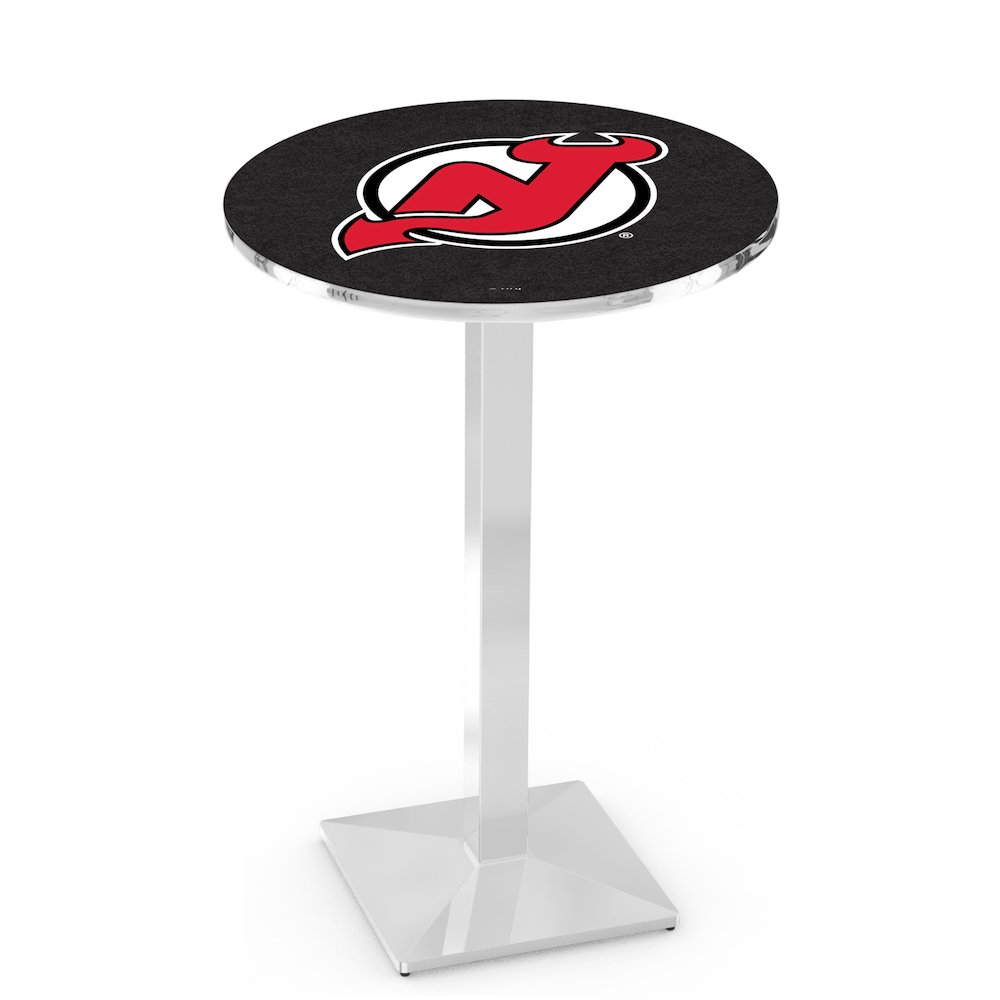 L217 New Jersey Devils 36" Tall - 36" Top Pub Table with Chrome Finish (8449). Picture 1