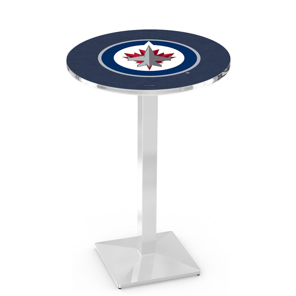 L217 Winnipeg Jets 36' Tall - 36' Top Pub Table w/ Chrome Finish (9095). Picture 1