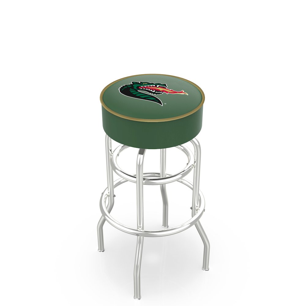 25" L7C1 - 4" UAB Cushion Seat with Double-Ring Chrome Base Swivel Bar Stool by Holland Bar Stool Company. Picture 1