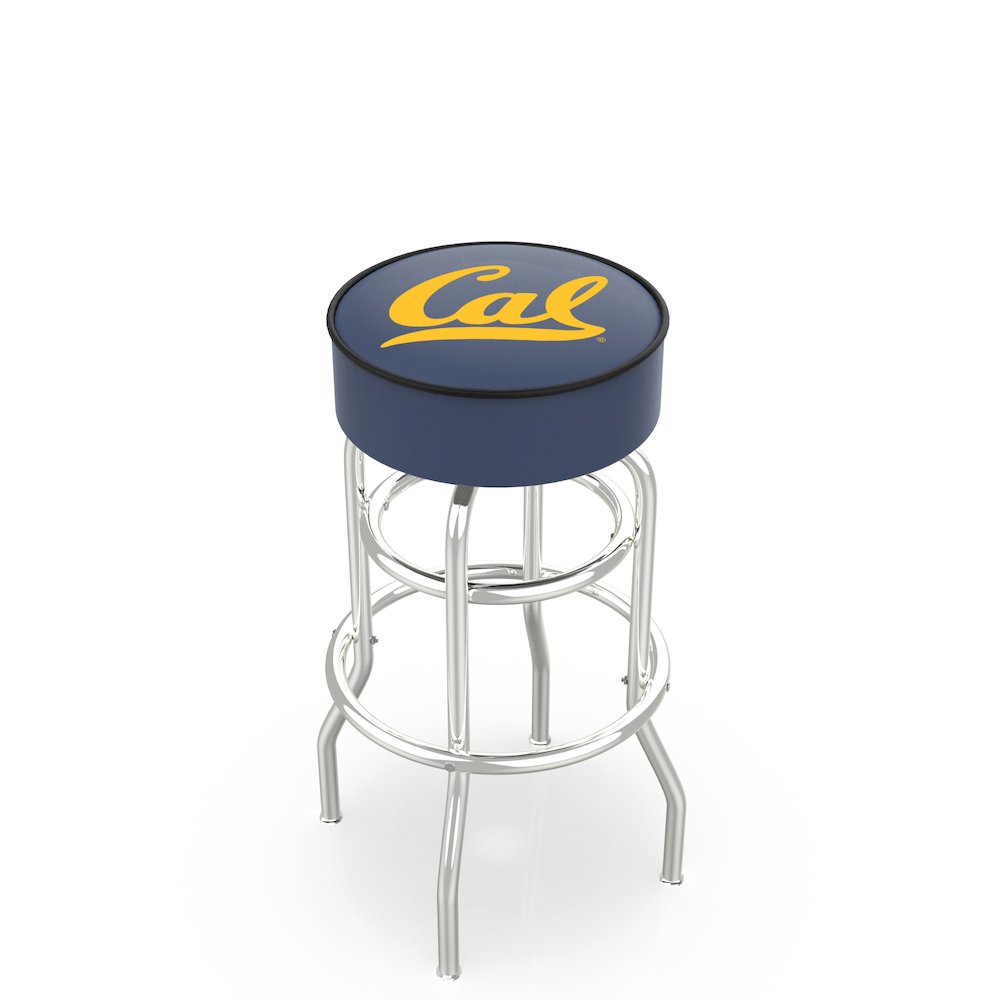 25" L7C1 - 4" Cal Cushion Seat with Double-Ring Chrome Base Swivel Bar Stool by Holland Bar Stool Company. Picture 1