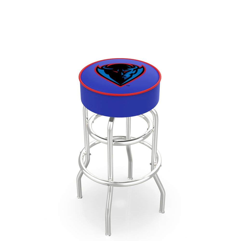 25" L7C1 - 4" DePaul Cushion Seat with Double-Ring Chrome Base Swivel Bar Stool by Holland Bar Stool Company. Picture 1
