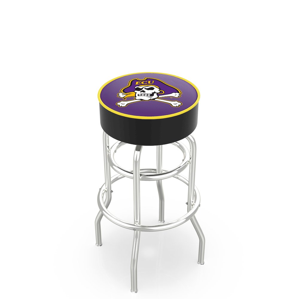 25" L7C1 - 4" East Carolina Cushion Seat with Double-Ring Chrome Base Swivel Bar Stool by Holland Bar Stool Company. Picture 1