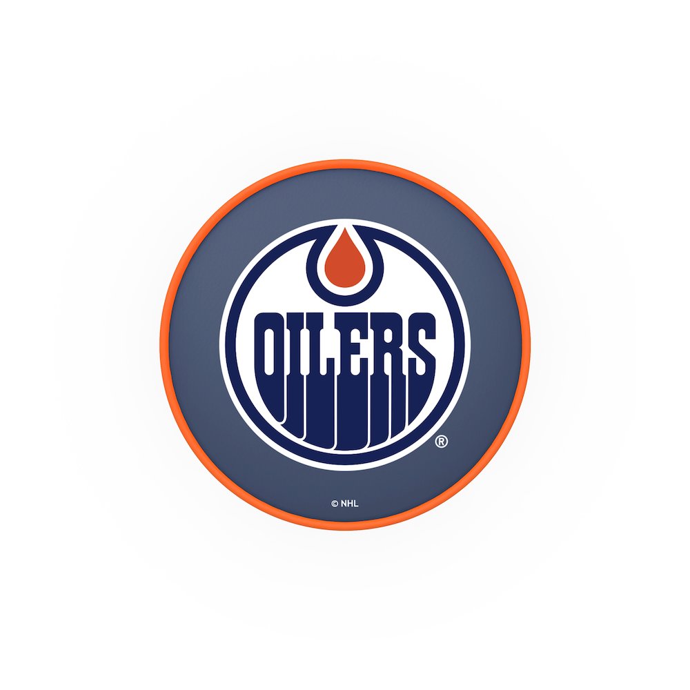 25" L7C1 - 4" Edmonton Oilers Cushion Seat with Double-Ring Chrome Base Swivel Bar Stool by Holland Bar Stool Company. Picture 2