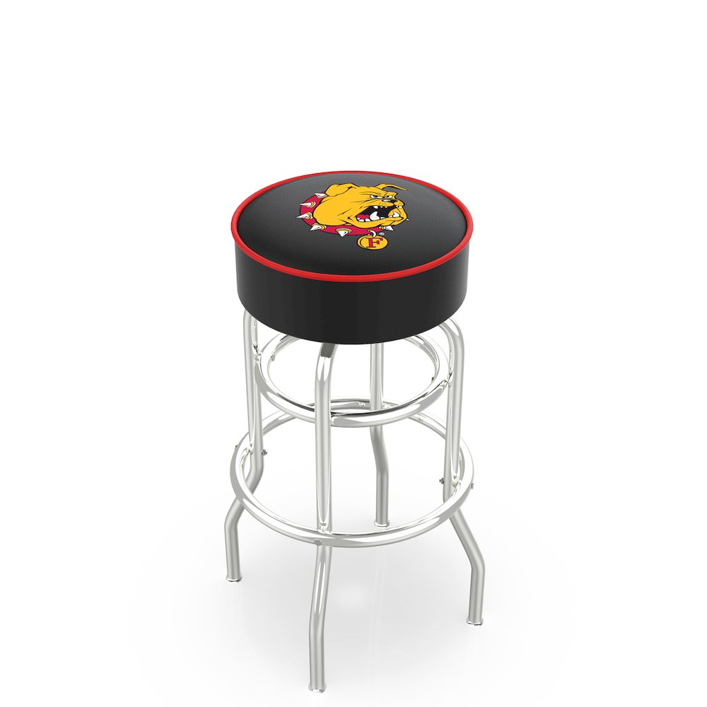 25" L7C1 - 4" Ferris State Cushion Seat with Double-Ring Chrome Base Swivel Bar Stool by Holland Bar Stool Company. Picture 1