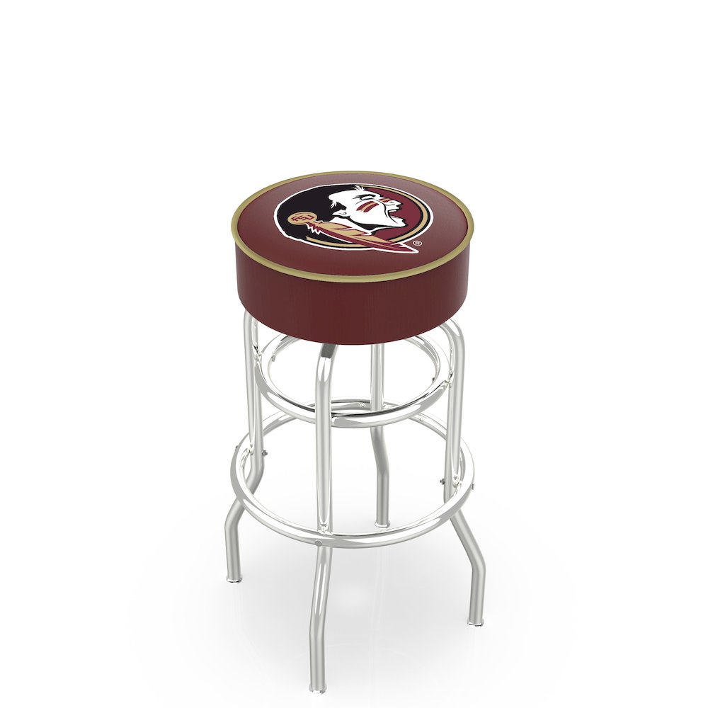 25" L7C1 - 4" Florida State (Head) Cushion Seat with Double-Ring Chrome Base Swivel Bar Stool by Holland Bar Stool Company. Picture 1