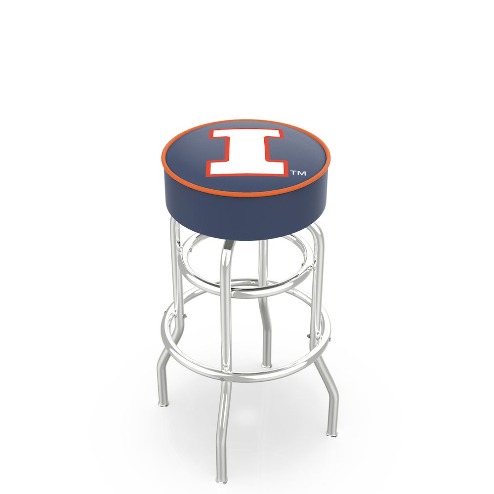 25" L7C1 - 4" Illinois Cushion Seat with Double-Ring Chrome Base Swivel Bar Stool by Holland Bar Stool Company. Picture 1