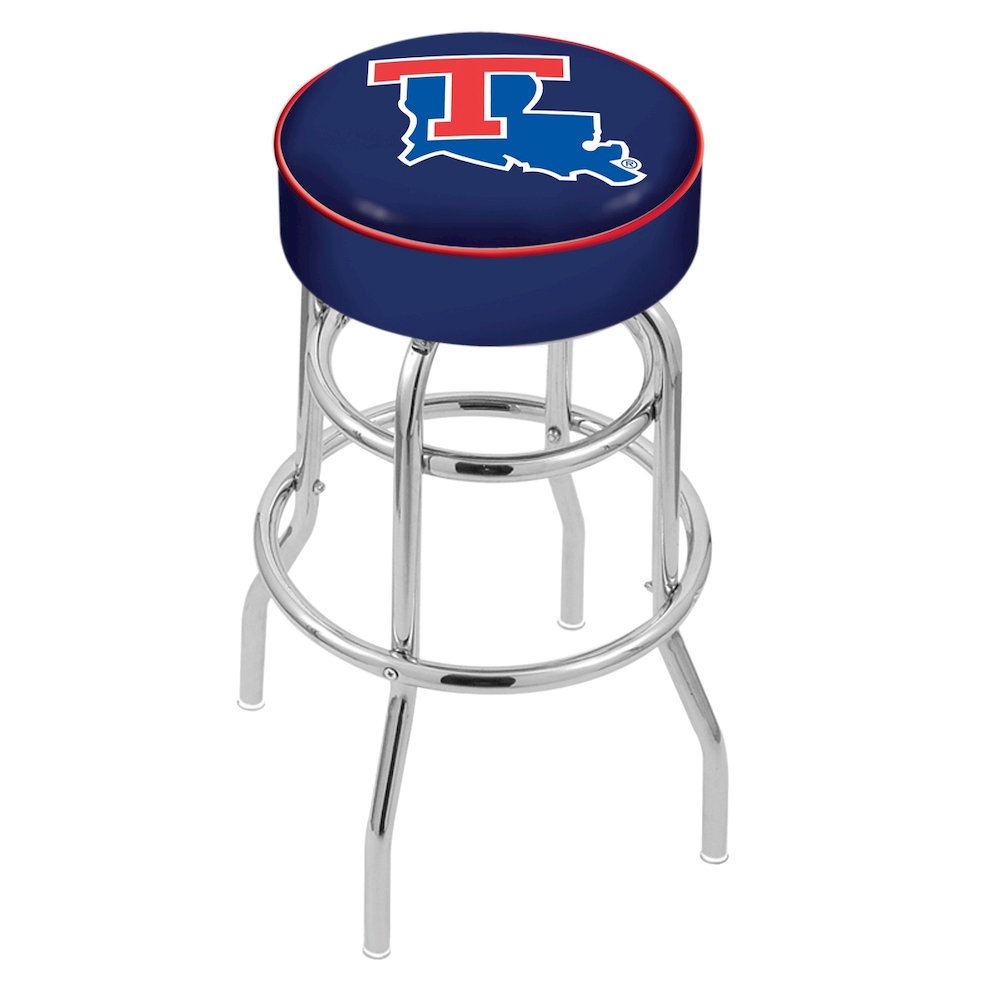 25" L7C1 - 4" Louisiana Tech Cushion Seat with Double-Ring Chrome Base Swivel Bar Stool by Holland Bar Stool Company. Picture 1