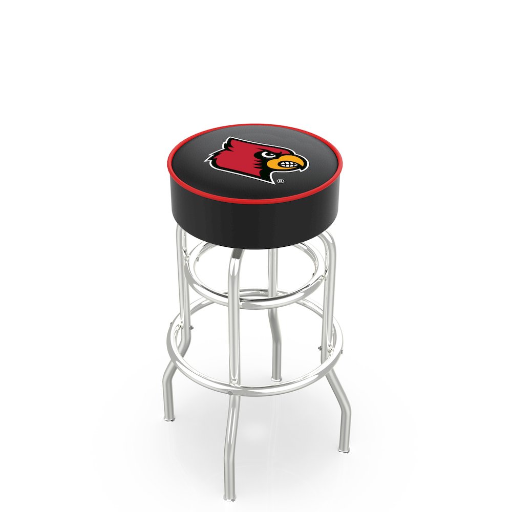 25" L7C1 - 4" Louisville Cushion Seat with Double-Ring Chrome Base Swivel Bar Stool by Holland Bar Stool Company. Picture 1