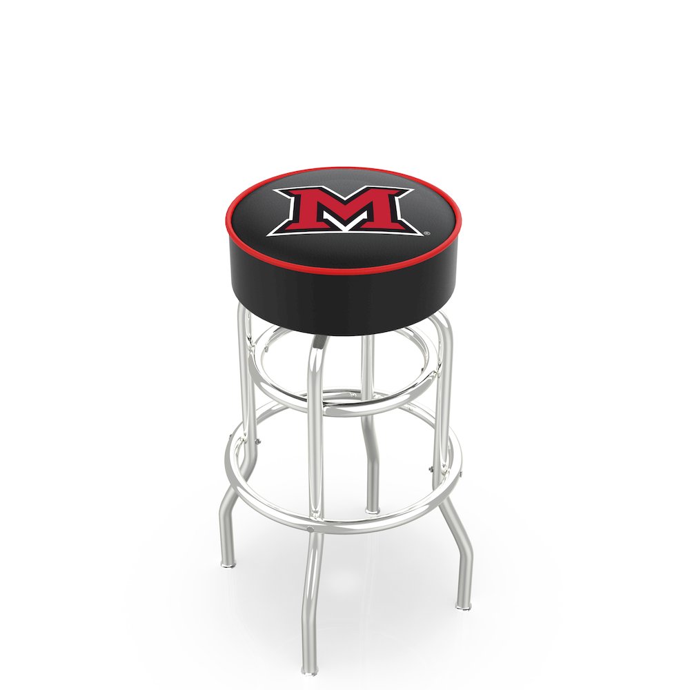 25" L7C1 - 4" Miami (OH) Cushion Seat with Double-Ring Chrome Base Swivel Bar Stool by Holland Bar Stool Company. Picture 1