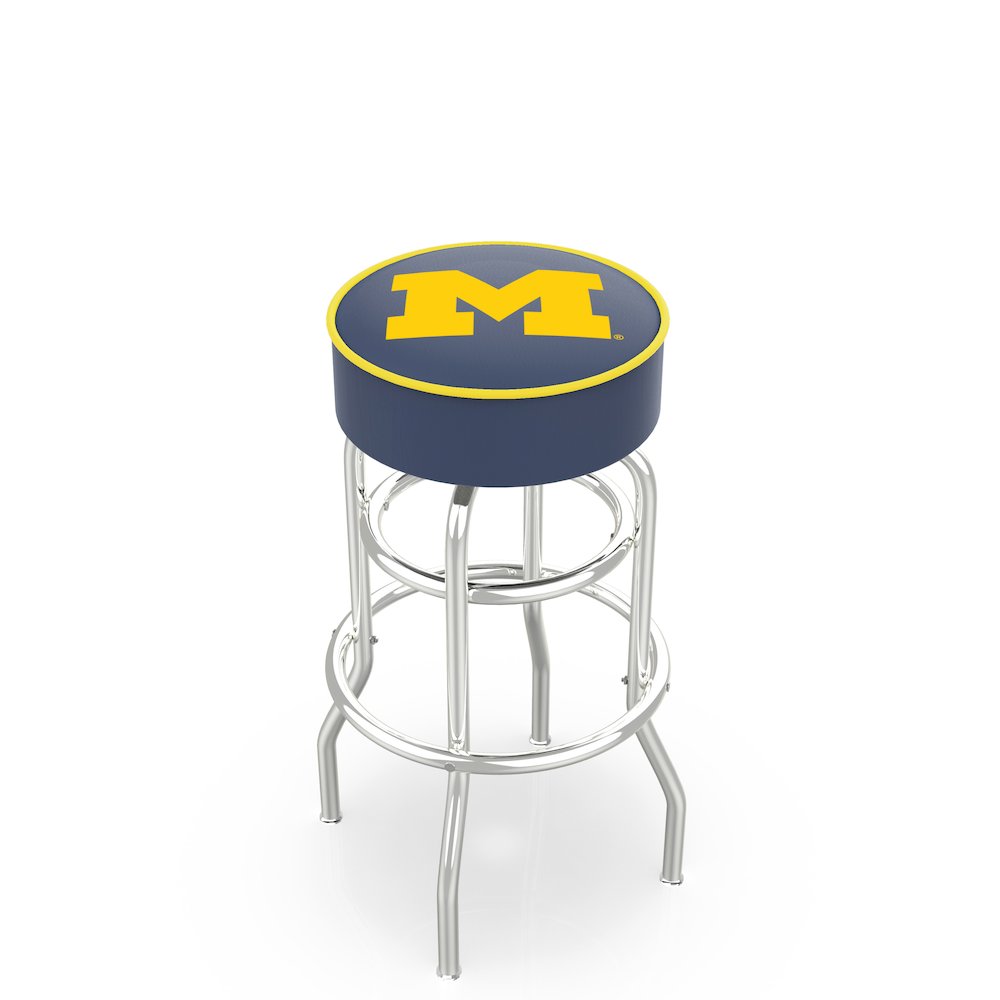 25" L7C1 - 4" Michigan Cushion Seat with Double-Ring Chrome Base Swivel Bar Stool by Holland Bar Stool Company. Picture 1