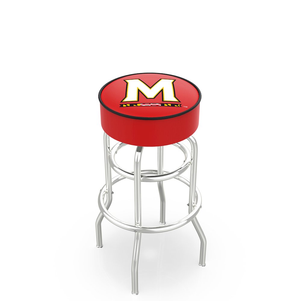 25" L7C1 - 4" Maryland Cushion Seat with Double-Ring Chrome Base Swivel Bar Stool by Holland Bar Stool Company. Picture 1